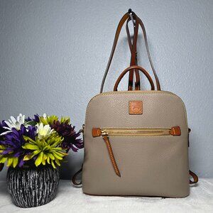 Dooney & Bourke Pebbled Leather Backpack-Taupe-Excellent Condition